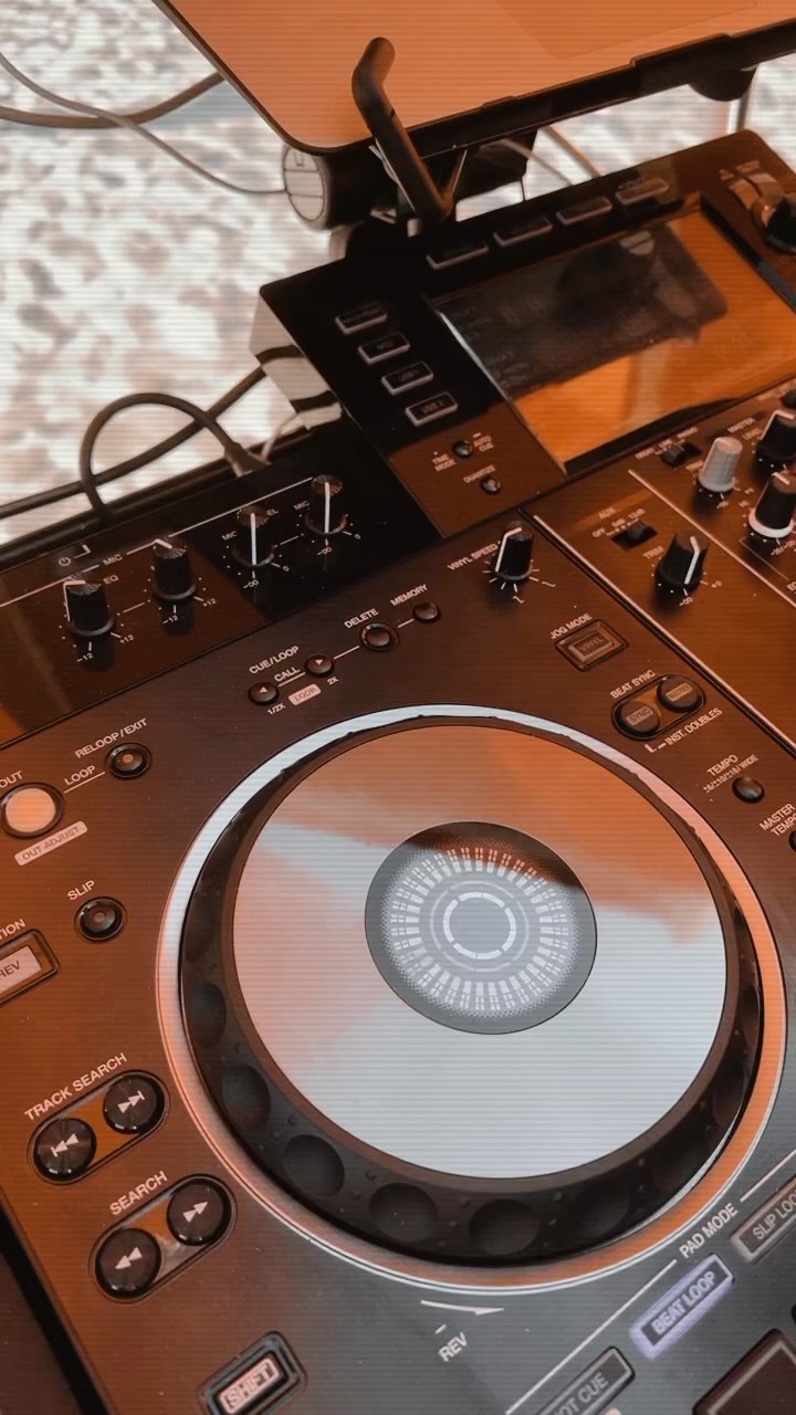 DJ setup ready for a summer party on Lake Como